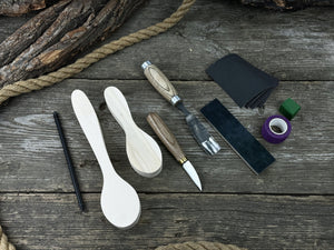 Spoon Carving Kit – Complete Starter Set with Wood, Tools & Accessories – Perfect Gift for Beginners & Hobbyists detail view