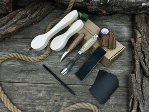 Spoon Carving Kit – Complete Starter Set with Wood, Tools & Accessories – Perfect Gift for Beginners & Hobbyists by Sharky