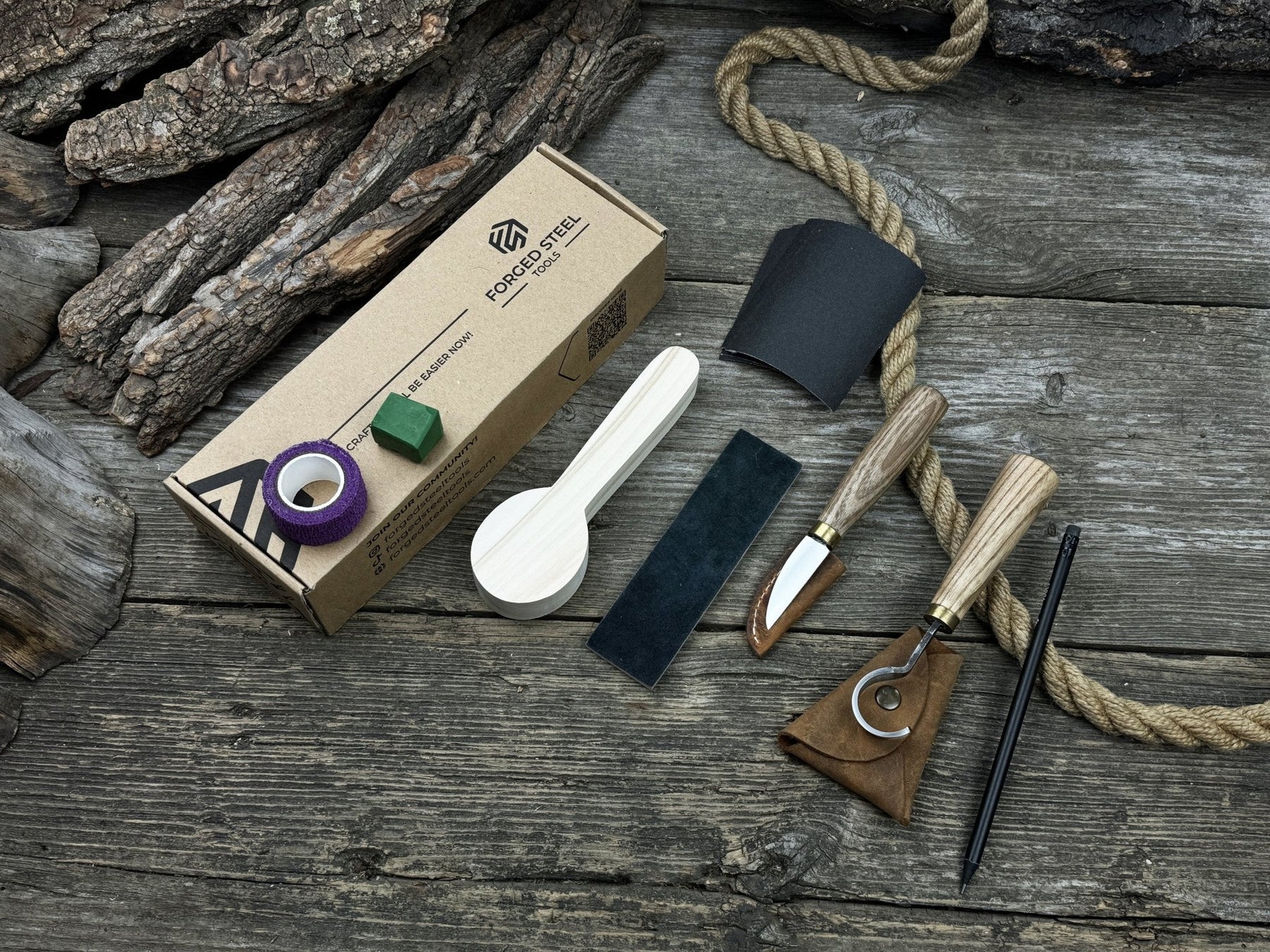 Spoon Carving Kit – Craft Your First Spoon with This All-Inclusive Starter Set detail view by Sharky Forged Steel Tools