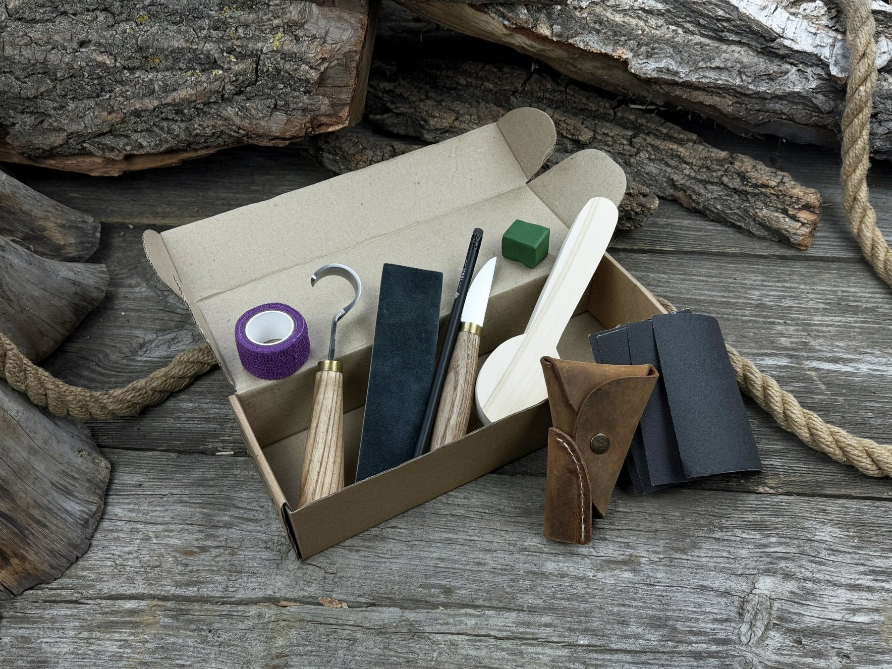 Spoon Carving Kit – Craft Your First Spoon with This All-Inclusive Starter Set detail view by Sharky Forged Steel Tools