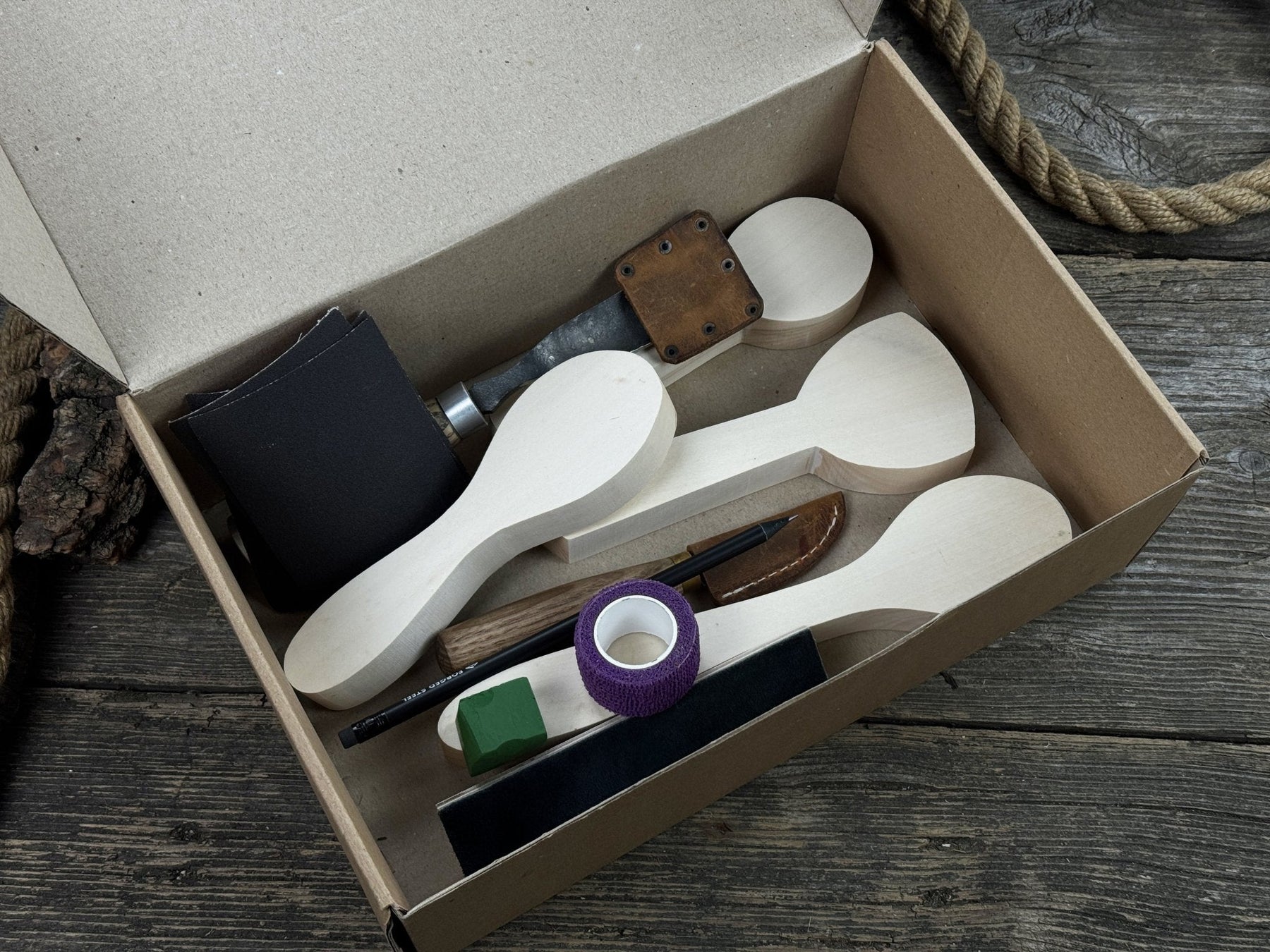 Spoon Carving Kit – DIY Wood Carving Set with Tools & Spoon Blanks for Starters detail view by Sharky Forged Steel Tools