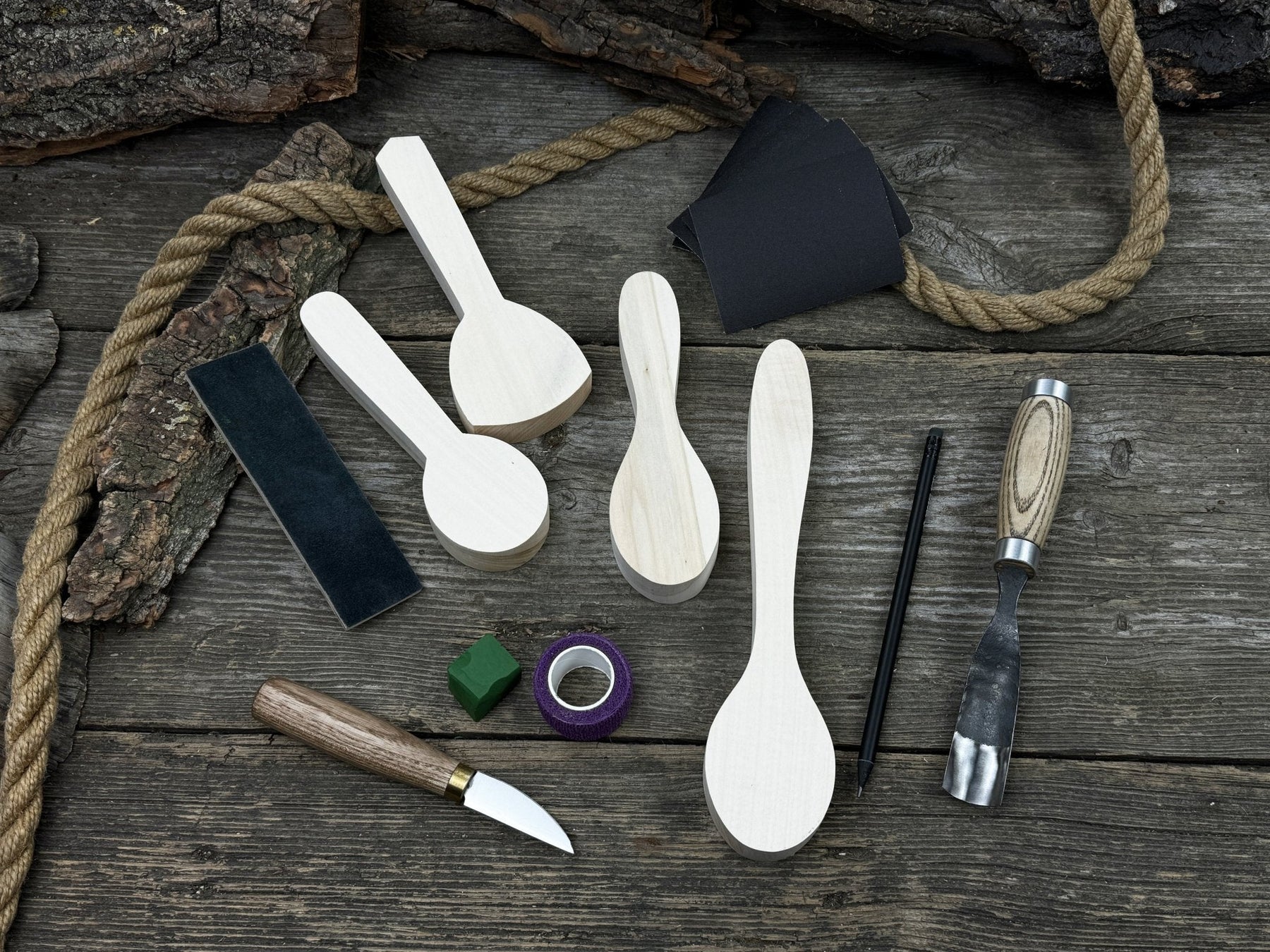 Spoon Carving Kit – DIY Wood Carving Set with Tools & Spoon Blanks for Starters detail view by Sharky Forged Steel Tools