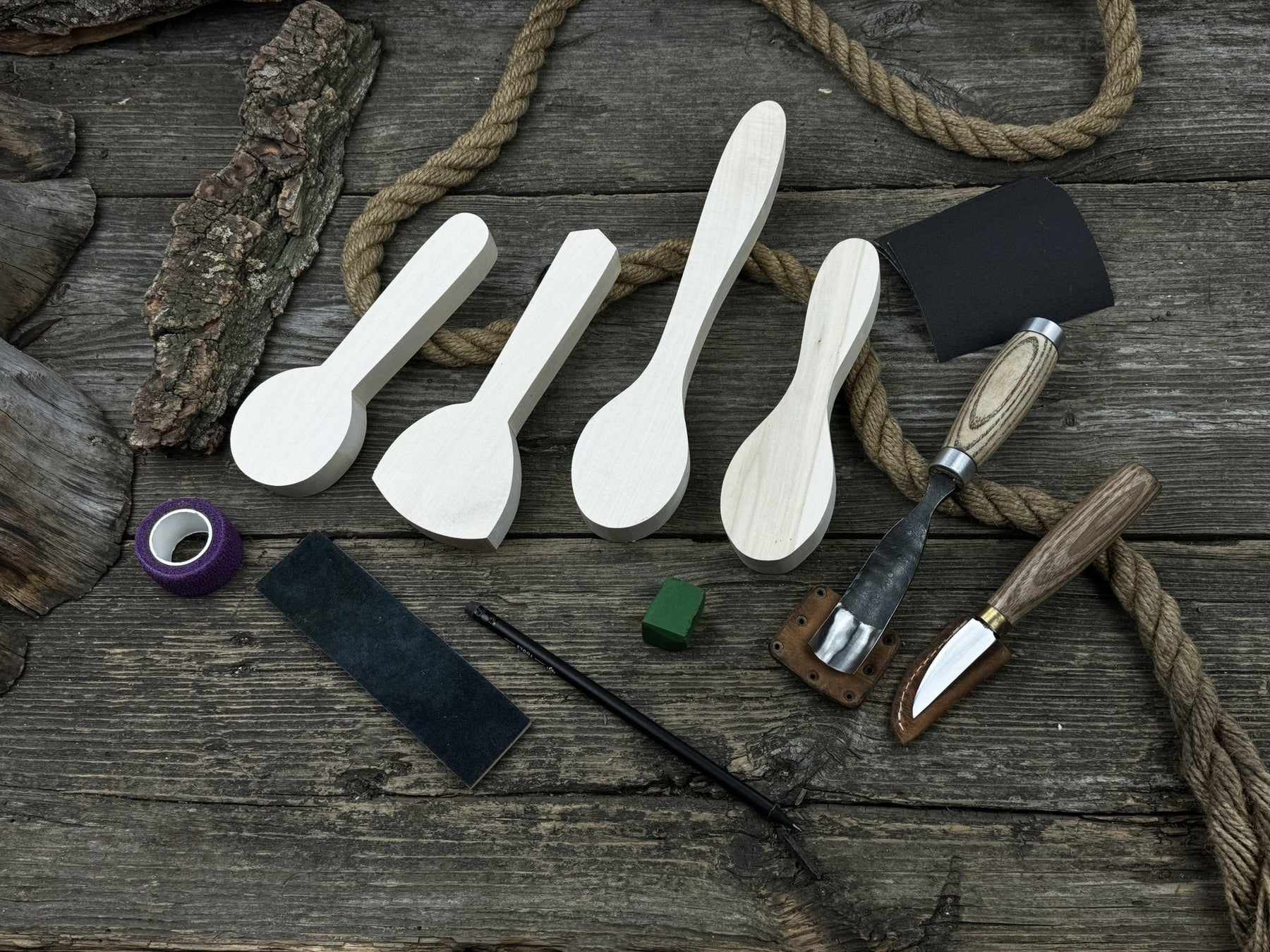Spoon Carving Kit – DIY Wood Carving Set with Tools & Spoon Blanks for Starters detail view by Sharky Forged Steel Tools