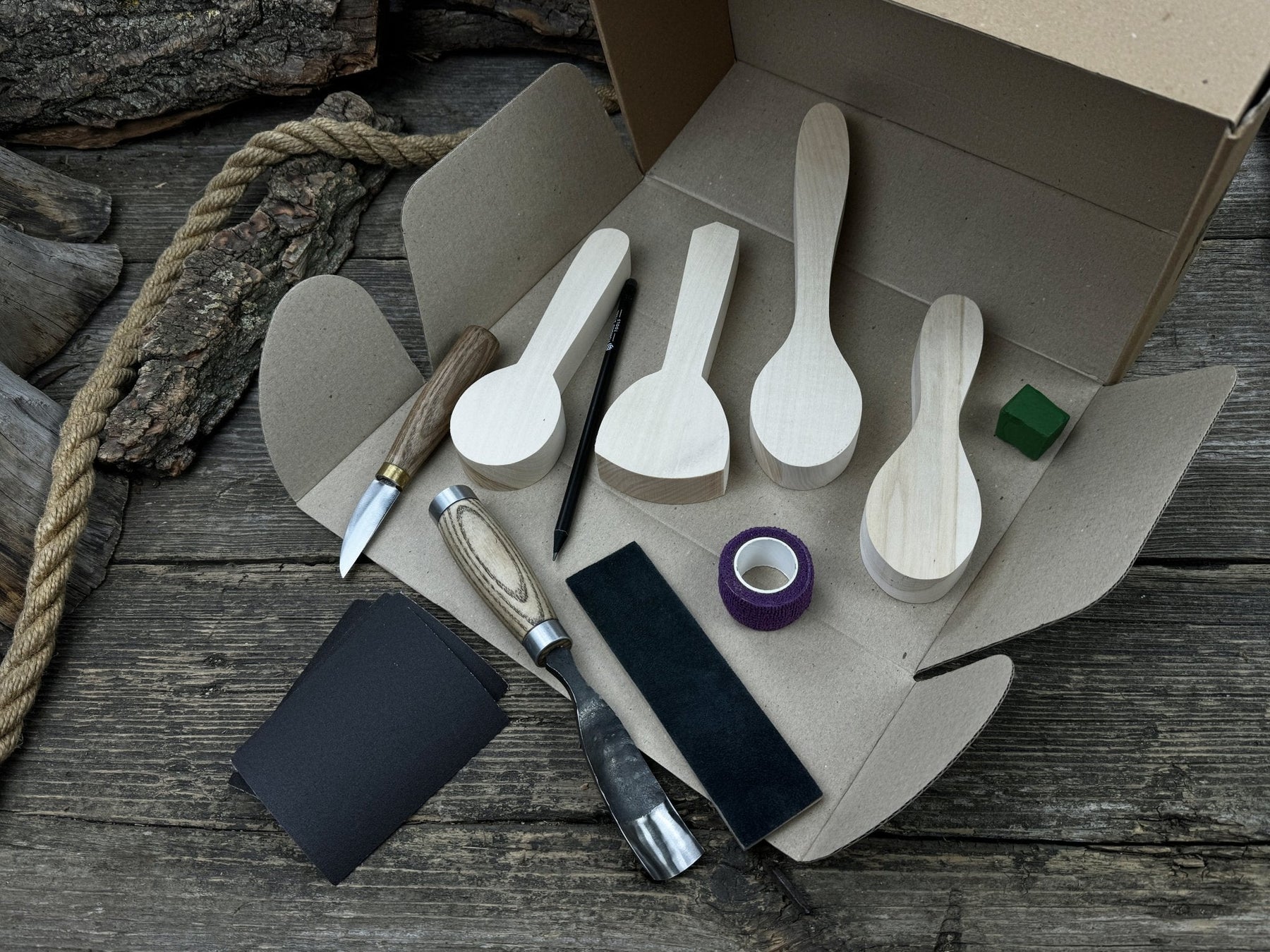 Spoon Carving Kit – DIY Wood Carving Set with Tools & Spoon Blanks for Starters detail view by Sharky Forged Steel Tools