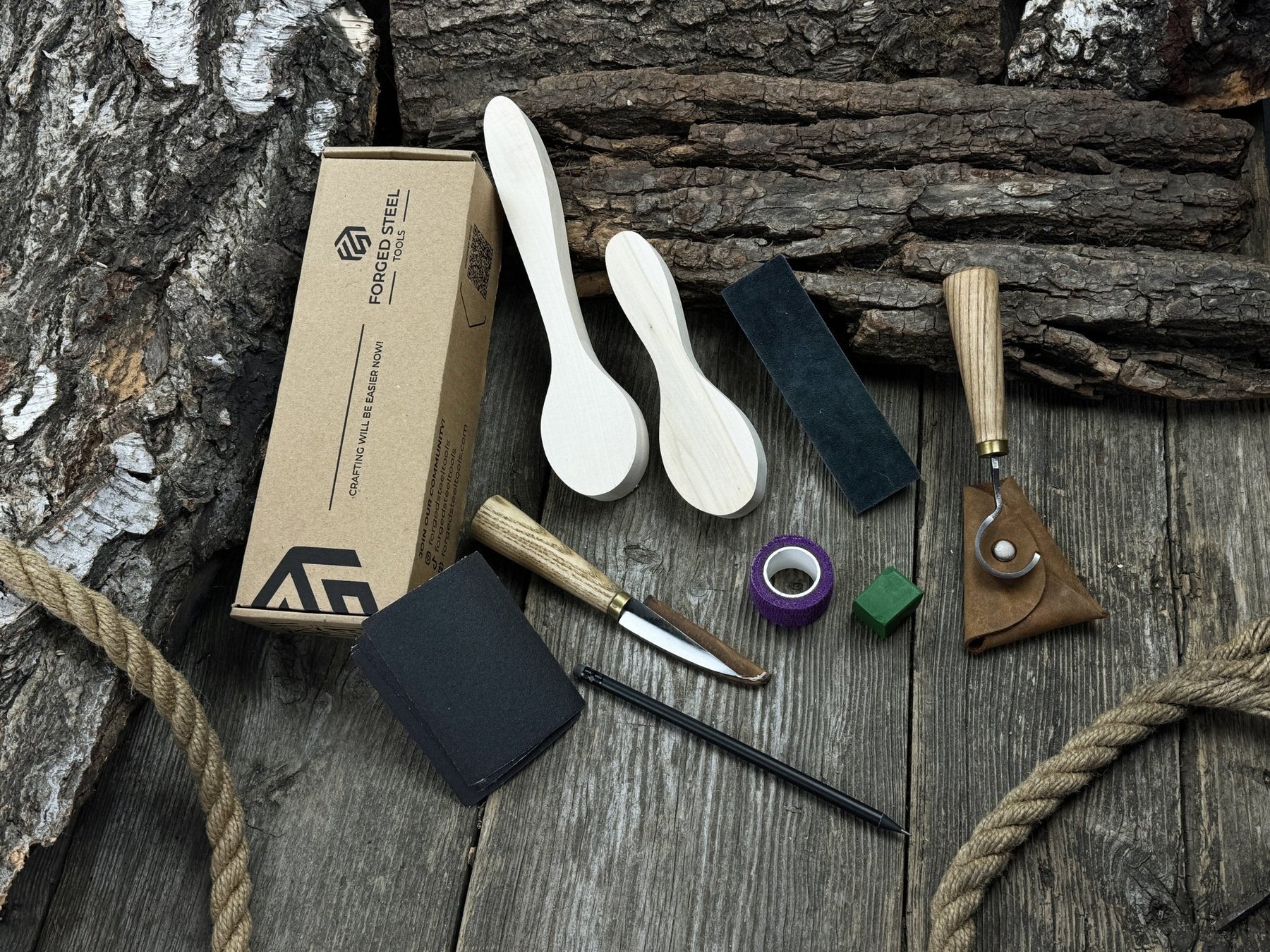 Spoon Carving Kit – Everything You Need to Start Carving Spoons at Home detail view by Sharky Forged Steel Tools