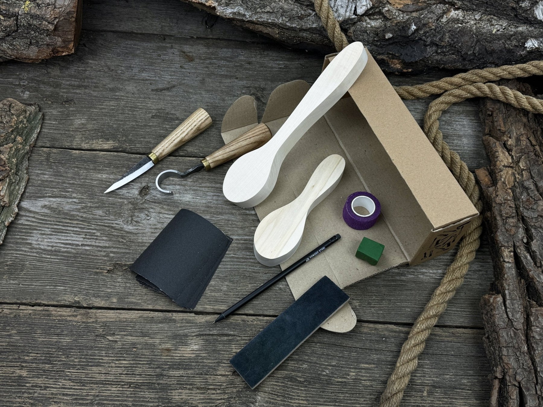 Spoon Carving Kit – Everything You Need to Start Carving Spoons at Home detail view by Sharky Forged Steel Tools