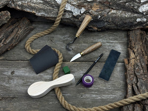 Spoon Carving Kit – Full Carving Set with Safety Tape & Polishing Tools detail view by Sharky Forged Steel Tools