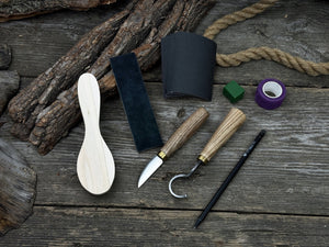 Spoon Carving Kit – Full Carving Set with Safety Tape & Polishing Tools detail view by Sharky Forged Steel Tools