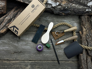 Spoon Carving Kit – Full Carving Set with Safety Tape & Polishing Tools detail view by Sharky Forged Steel Tools