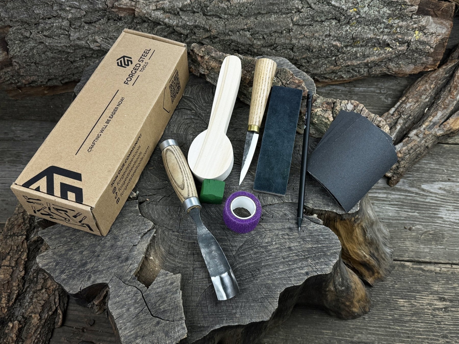 Spoon Carving Kit – Starter Carving Set for Hobbyists, Teens, Adults & Beginners detail view by Sharky Forged Steel Tools