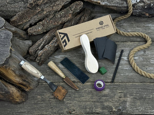 Spoon Carving Kit – Whittling Kit for Beginners with Sharpened Tools & Practice Wood detail view by Sharky Forged Steel Tools
