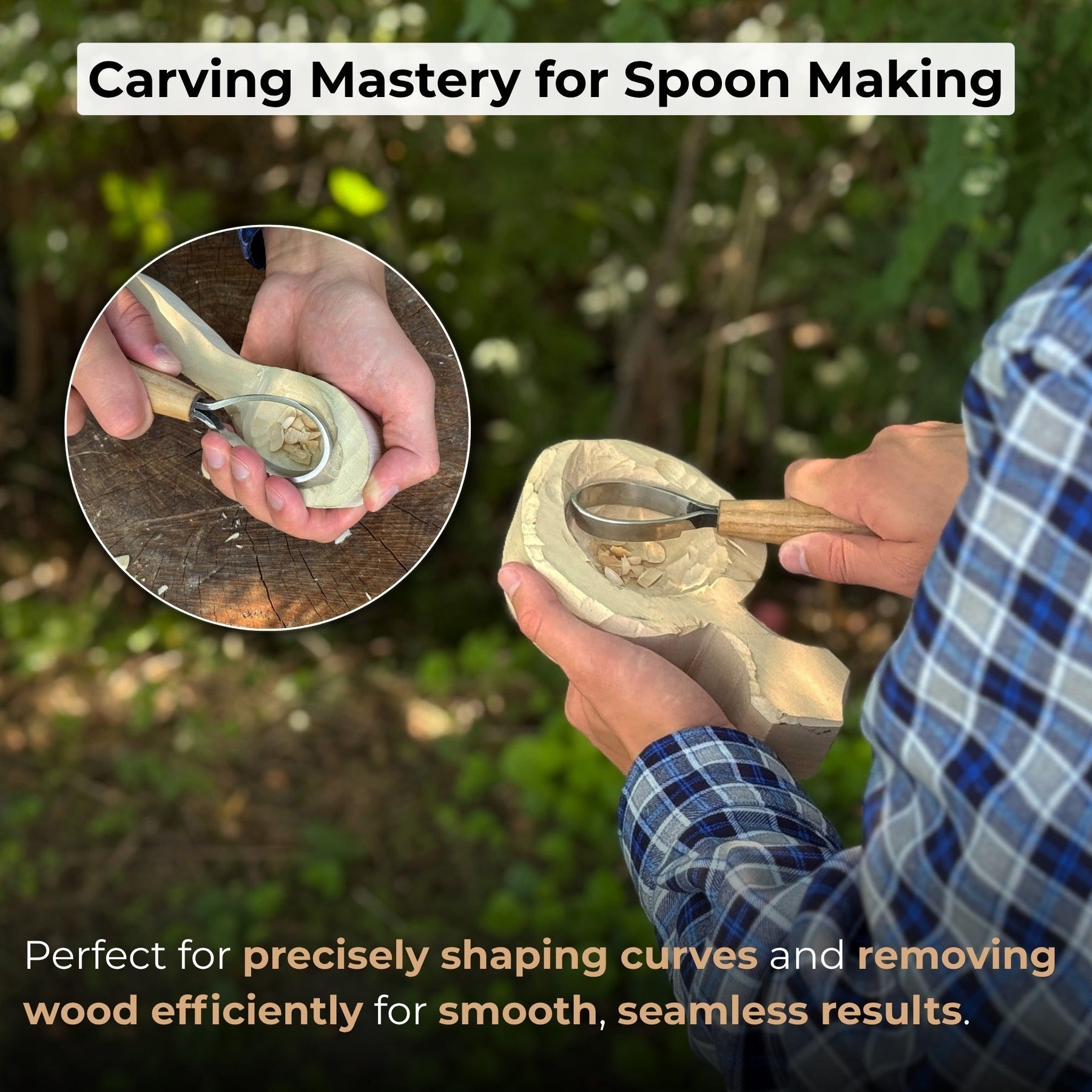 Spoon Carving Scorp Knife, ⌀3.5 cm (1.4 inches) detail view by Sharky Forged Steel Tools