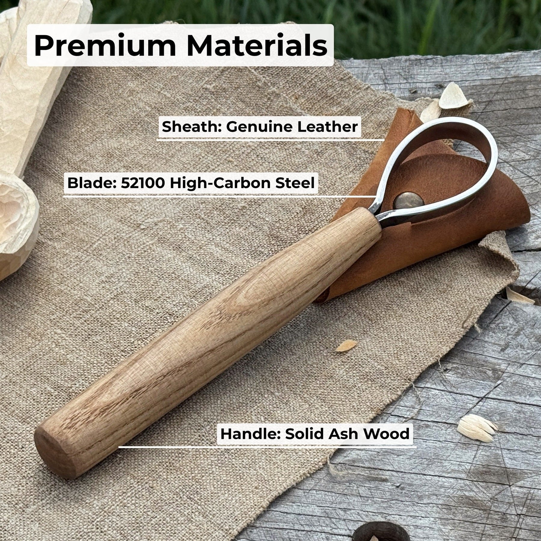 Spoon Carving Scorp Knife, ⌀3.5 cm (1.4 inches) detail view by Sharky Forged Steel Tools