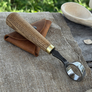 Spoon Carving Scorp (Round) Knife, ⌀3 cm (1.2 inches) with Leather Case by Sharky Forged Steel Tools