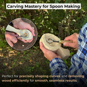 Spoon Carving Scorp (Round) Knife, ⌀3 cm (1.2 inches) with Leather Case detail view by Sharky Forged Steel Tools