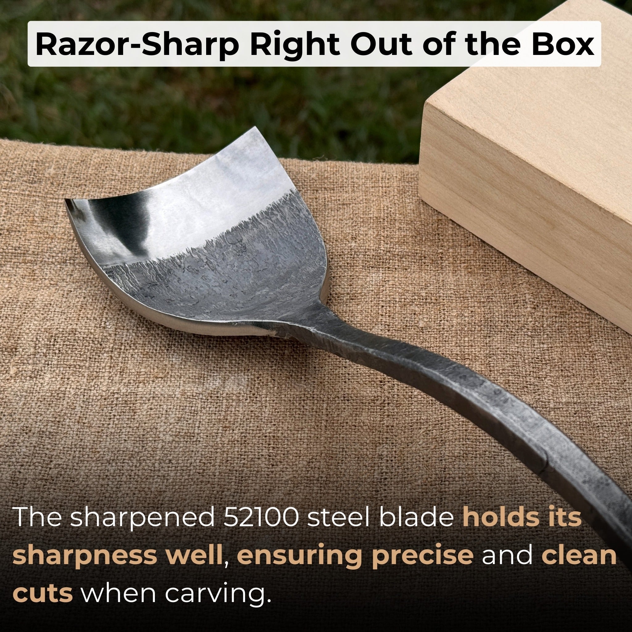 Spoon (Short) Bent Gouge, 50 - 70 mm (2 - 2.8 inches) detail view by Sharky Forged Steel Tools