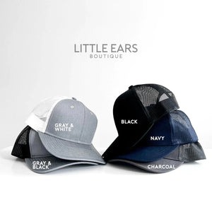 Squared Mouse Trucker Hat by Little Ears Boutique, Southern lifestyle apparel detail photo 3