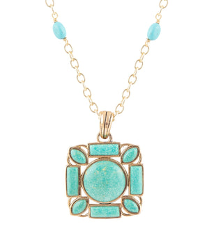 Squared Up Green Turquoise Pendant Necklace by Barse Jewelry