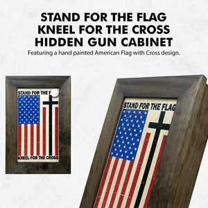 American Flag Hidden Gun Storage Cabinet - Stand For The Flag, Kneel For The Cross Concealed Gun Storage by Bellewood Designs, gun safes detail photo 7