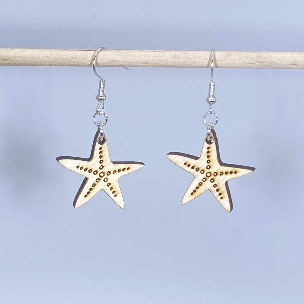 Starfish Wooden Dangle Earrings | Beach Ocean Jewelry by Cate's Concepts, LLC, handmade jewelry detail photo 3
