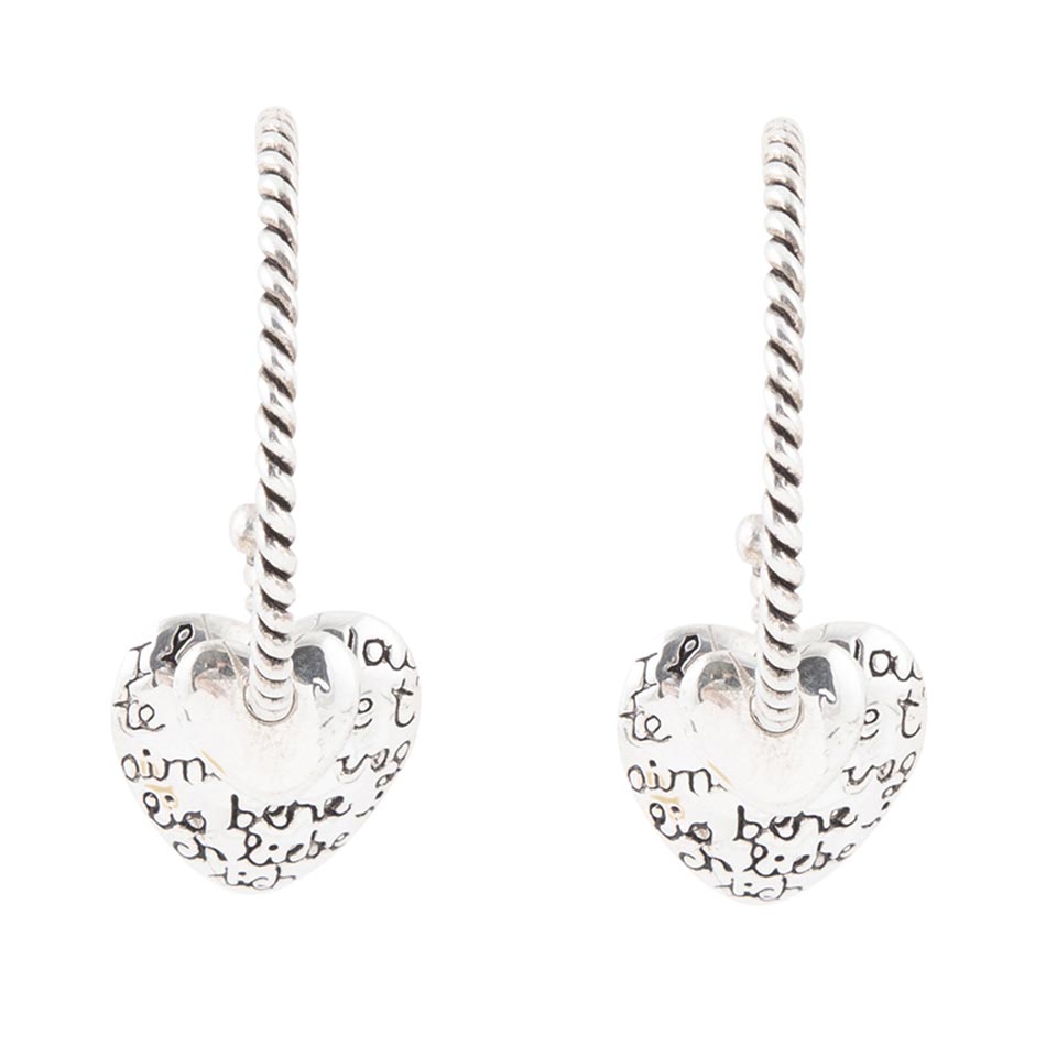 Sterling Silver Engraved Heart Hoop Earrings by Barse Jewelry