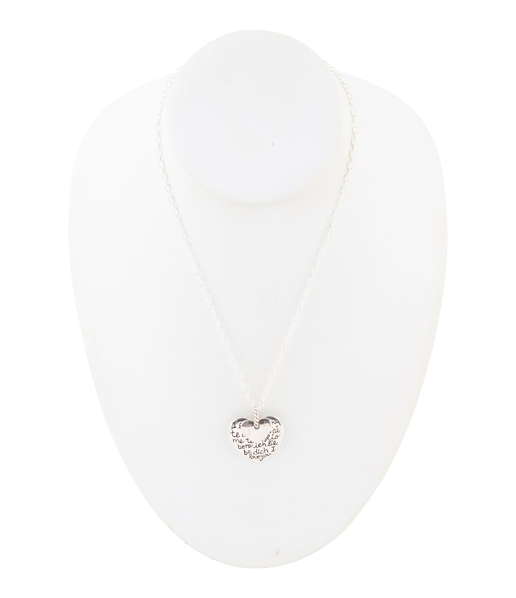 Sterling Silver Engraved Heart Pendant Neckalce detail view by Barse Jewelry