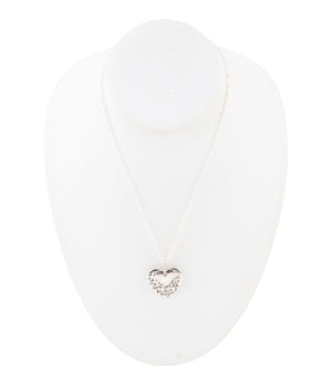 Sterling Silver Engraved Heart Pendant Neckalce detail view by Barse Jewelry