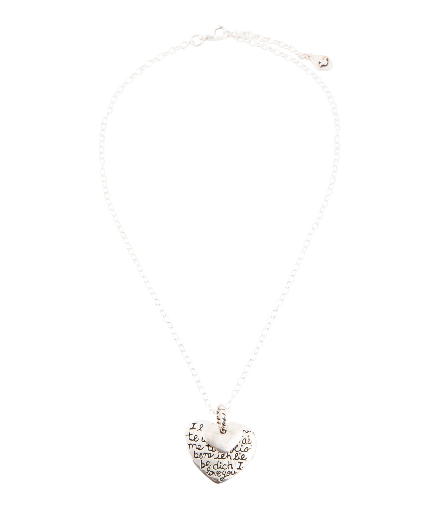 Sterling Silver Engraved Heart Pendant Neckalce detail view by Barse Jewelry