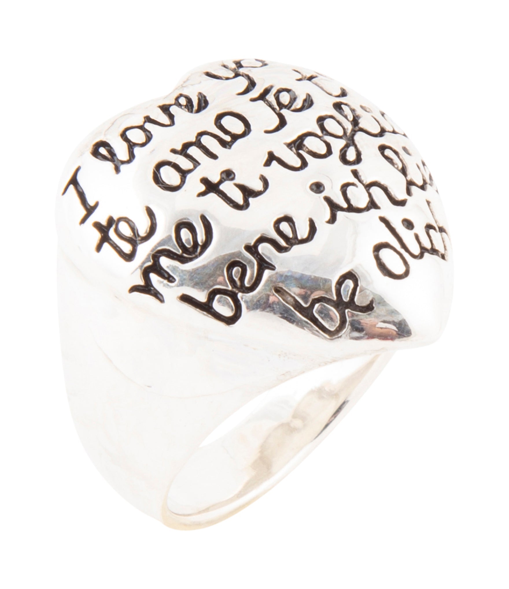Sterling Silver Engraved Heart Statement Ring by Barse Jewelry