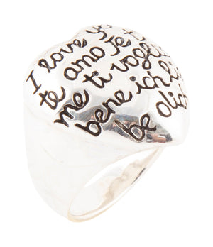 Sterling Silver Engraved Heart Statement Ring by Barse Jewelry