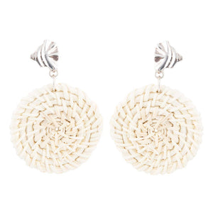 Sterling Silver Tan Rattan Statement Earrings by Barse Jewelry