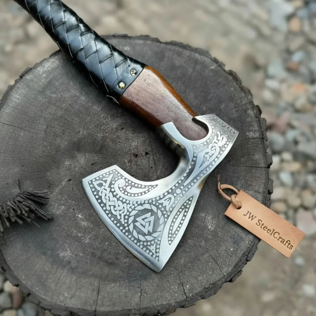 Viking Axe with Leather Wrapped Handle & Engraved Head – JW SteelCrafts by JW SteelCrafts, Southern lifestyle apparel detail photo 10