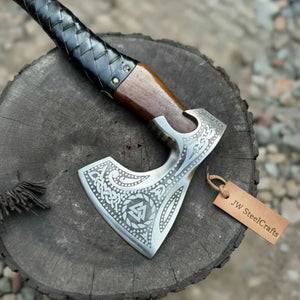 Viking Axe with Leather Wrapped Handle & Engraved Head – JW SteelCrafts by JW SteelCrafts, Southern lifestyle apparel detail photo 10