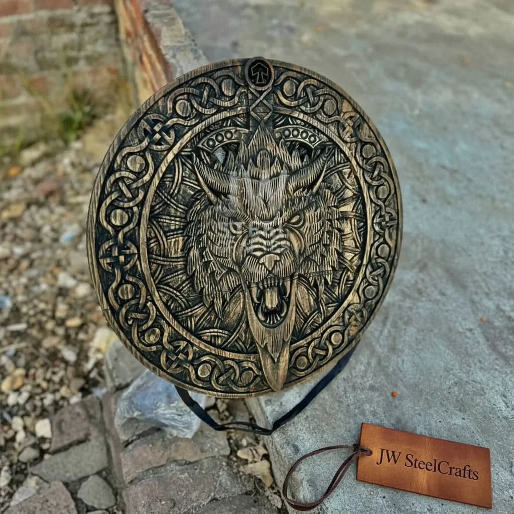 Handcrafted Viking Shield and Engraved Axe Set with Raven Motif and Norse Knotwork by JW SteelCrafts, handmade axe detail photo 10