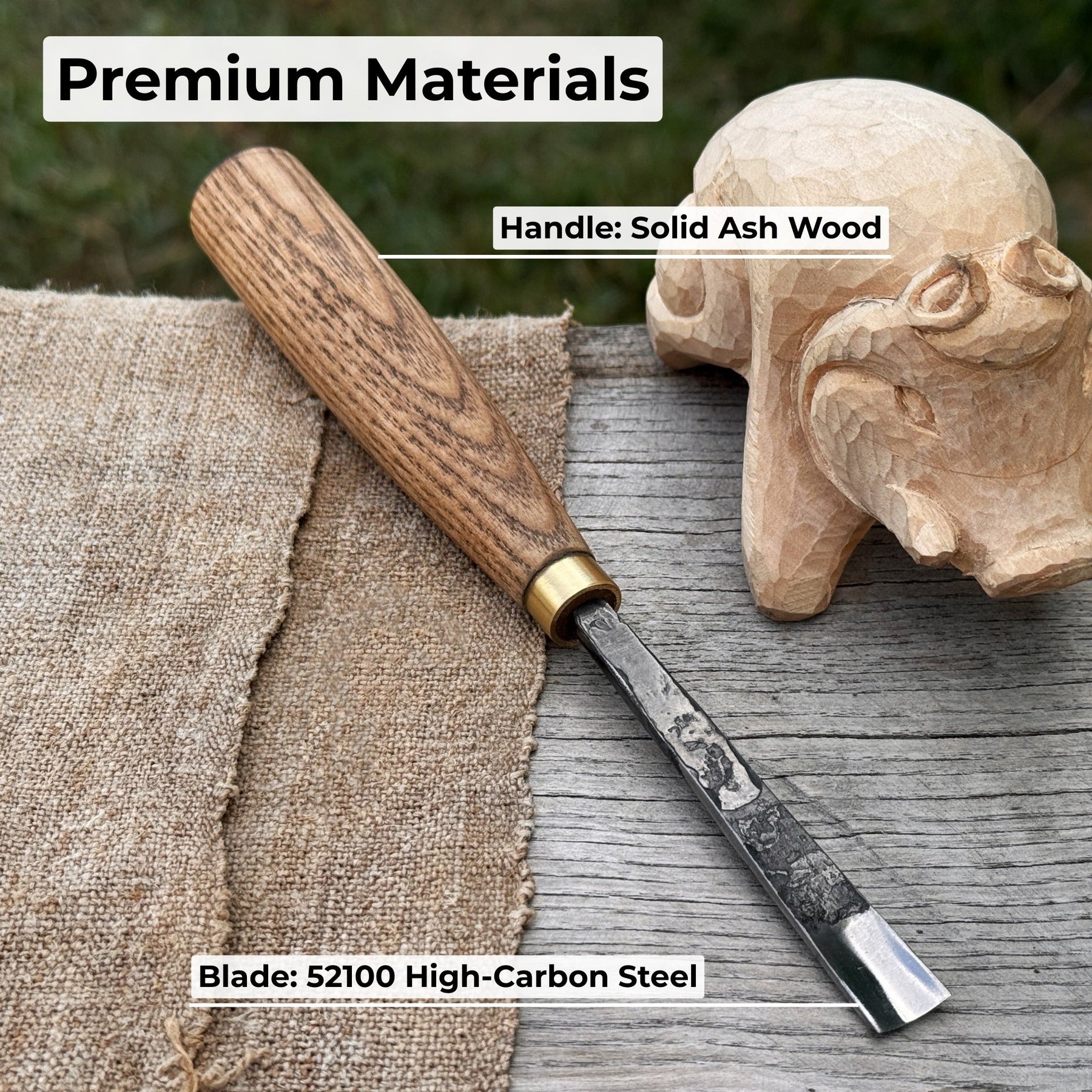 Straight Carving Gouge – 12 mm (0.47 inches) detail view by Sharky Forged Steel Tools