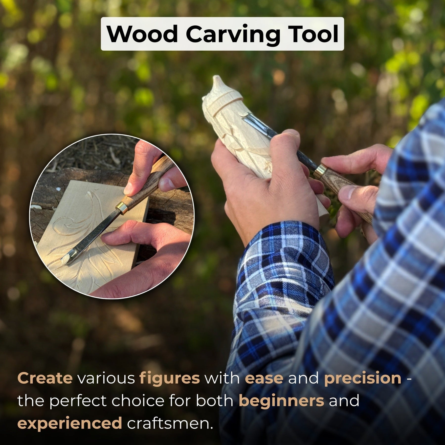 Straight Carving Gouge – 12 mm (0.47 inches) detail view by Sharky Forged Steel Tools