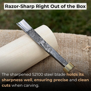 Straight Carving Gouge – 12 mm (0.47 inches) detail view by Sharky Forged Steel Tools