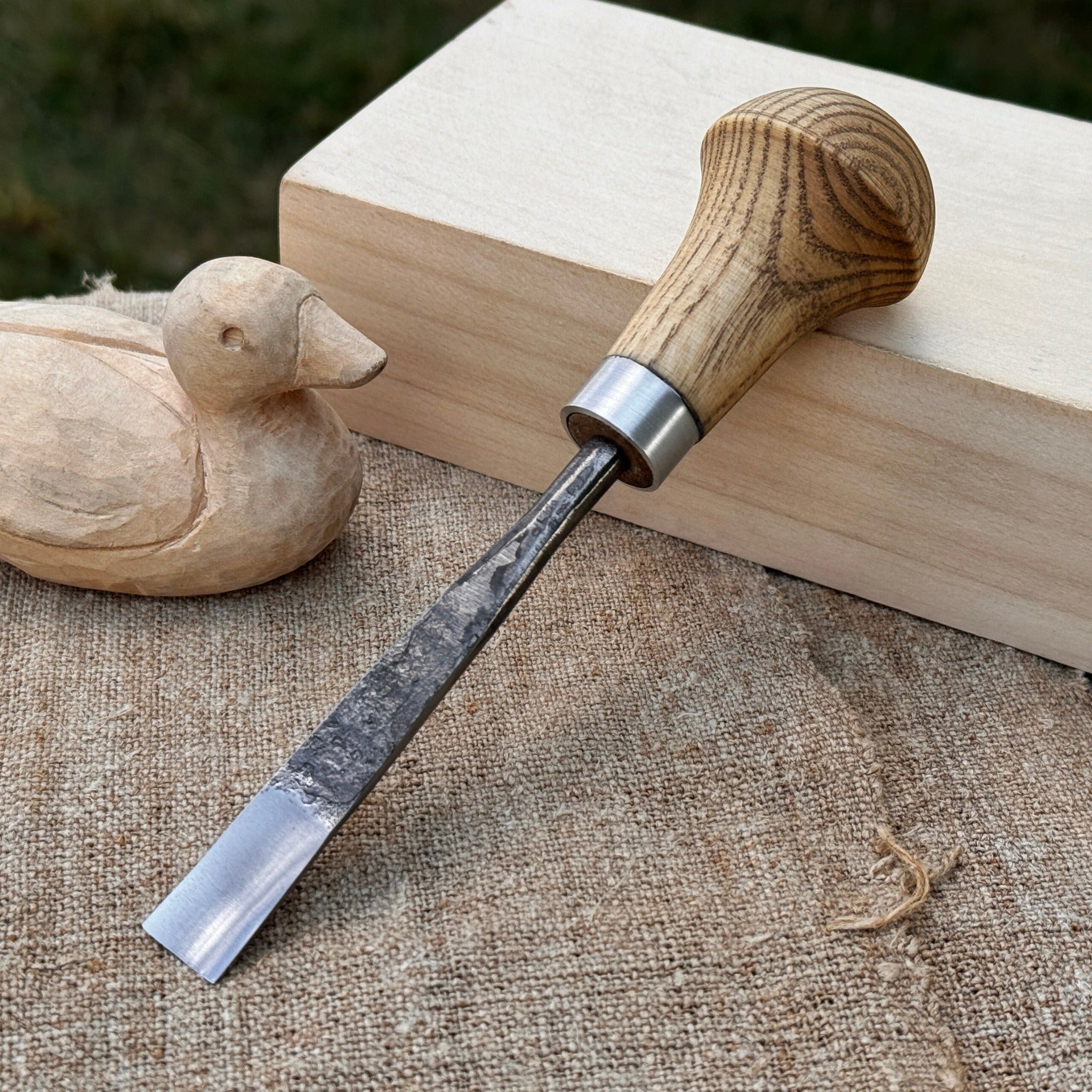 Straight Carving Gouge with Palm Handle – 12 mm (0.47 inches) by Sharky Forged Steel Tools