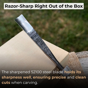 Straight Carving Gouge with Palm Handle – 12 mm (0.47 inches) detail view by Sharky Forged Steel Tools