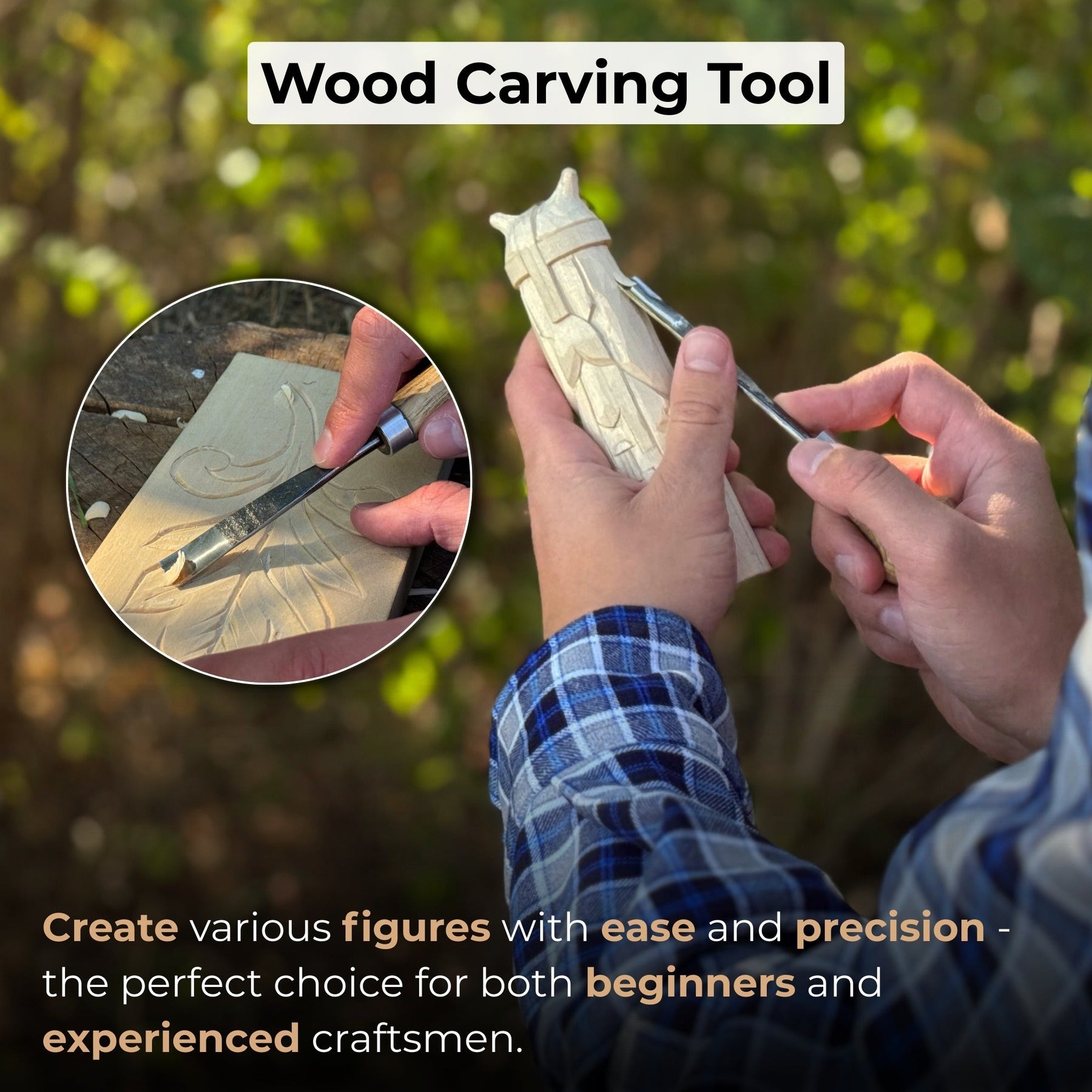 Straight Carving Gouge with Palm Handle – 12 mm (0.47 inches) detail view by Sharky Forged Steel Tools