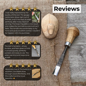 Straight Carving Gouge with Palm Handle – 12 mm (0.47 inches) detail view by Sharky Forged Steel Tools