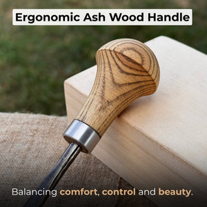 Straight Carving Gouge with Palm Handle, 5 - 12 mm (0.20 - 0.47 inches) detail view by Sharky Forged Steel Tools