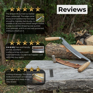 Straight Drawknife, 26 cm (10.2 inches) Cutting Edge detail view by Sharky Forged Steel Tools