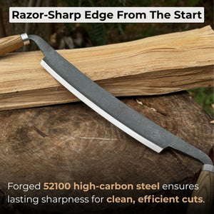 Straight Drawknife, 26 cm (10.2 inches) Cutting Edge detail view by Sharky Forged Steel Tools