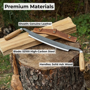 Straight Drawknife, 26 cm (10.2 inches) Cutting Edge detail view by Sharky Forged Steel Tools
