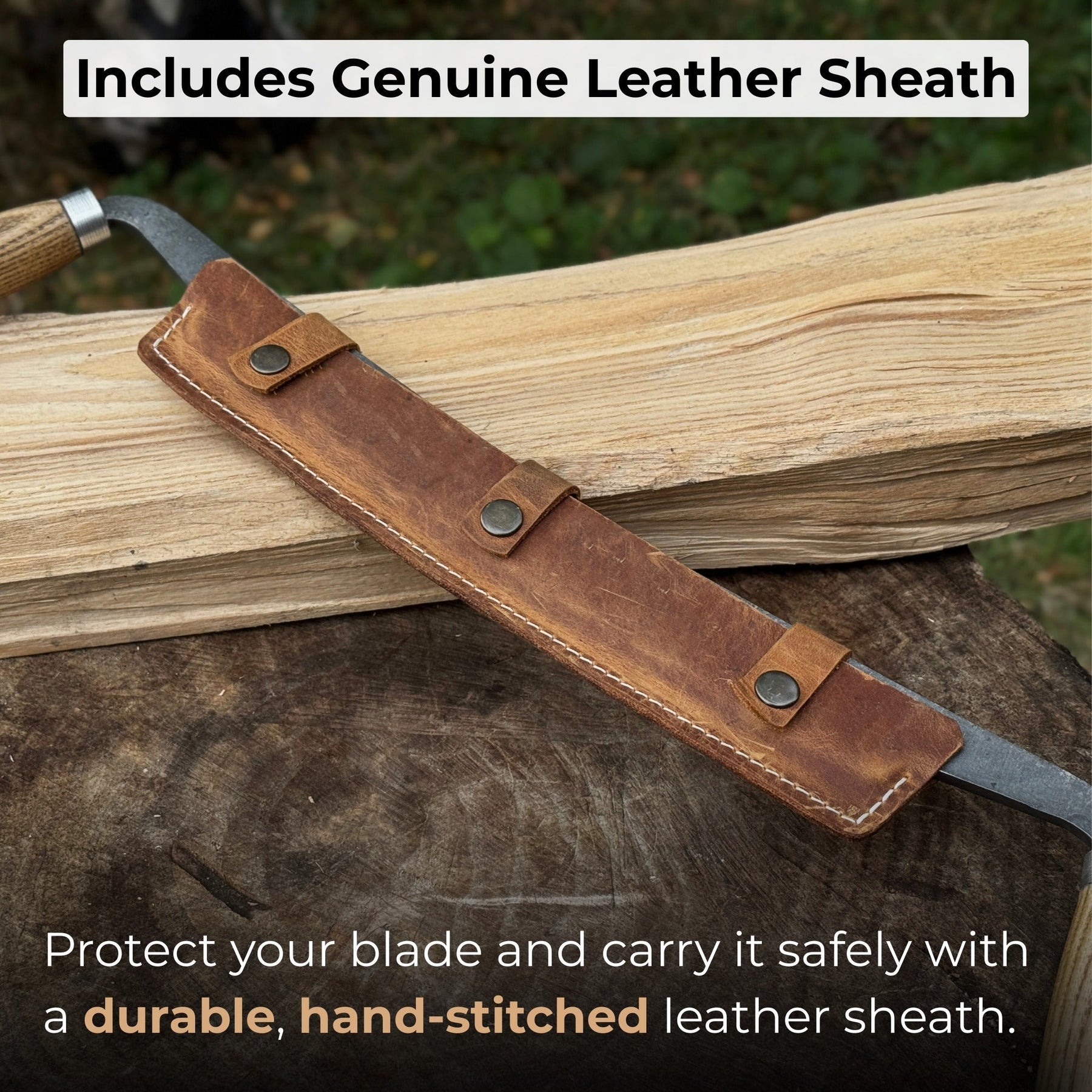Straight Drawknife, 26 cm (10.2 inches) Cutting Edge detail view by Sharky Forged Steel Tools