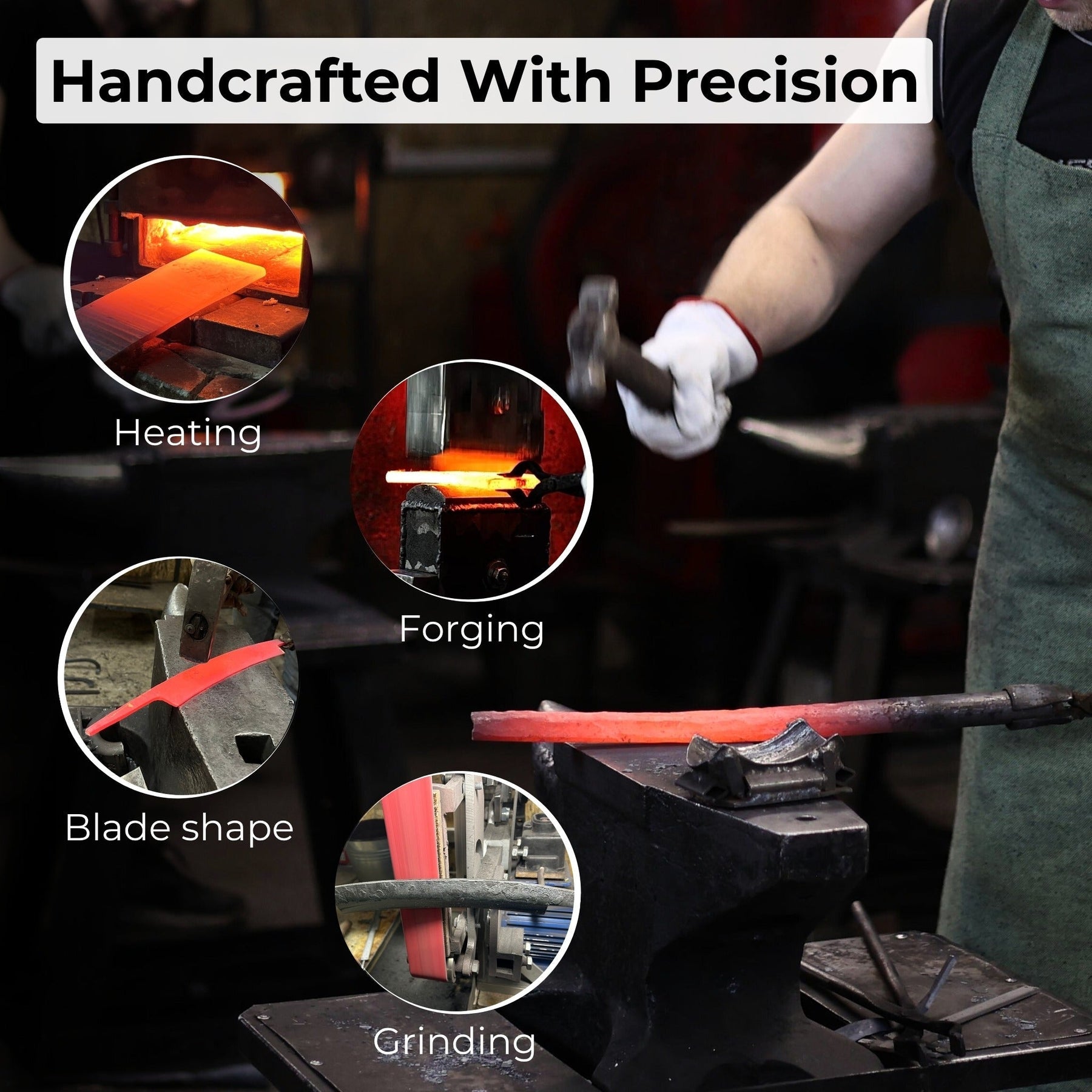 Straight Drawknife with Leather Sheath, 25 cm (9.84 inches) detail view by Sharky Forged Steel Tools