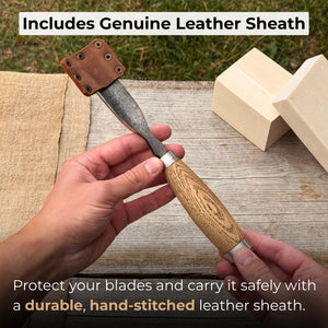 Straight Gouge (Rounded Chisel), 10 - 45 mm (0.4 - 1.8 inches) detail view by Sharky Forged Steel Tools