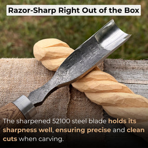 Straight Gouge (Rounded Chisel), 10 - 45 mm (0.4 - 1.8 inches) detail view by Sharky Forged Steel Tools