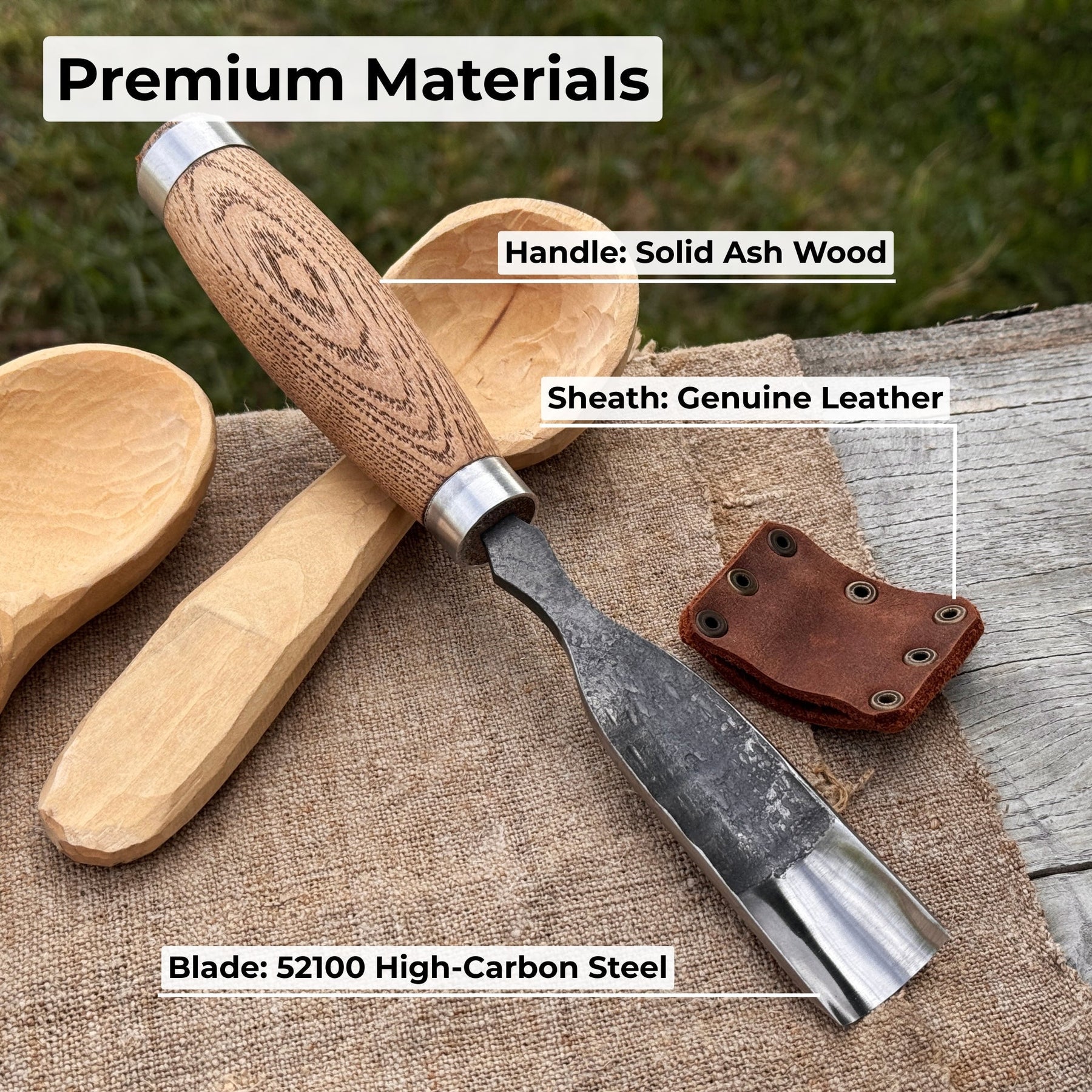 Straight Gouge (Rounded Chisel), 10 - 45 mm (0.4 - 1.8 inches) detail view by Sharky Forged Steel Tools